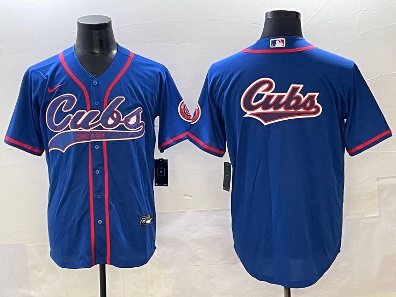 Men 2025 Chicago Cubs Blank Blue Joint Name Nike MLB Jersey style 4